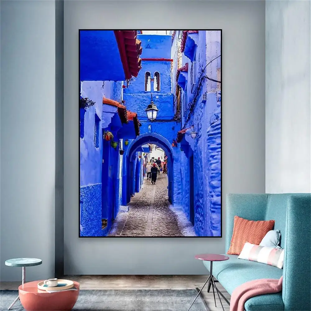 Photography Nature - Obraz na płótnie Chefchaouen Niebieski Miasteczko